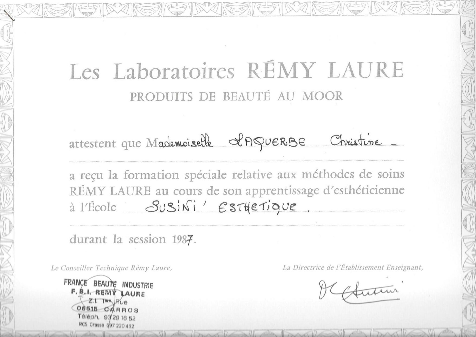 Diplôme Rémy Laure 2
