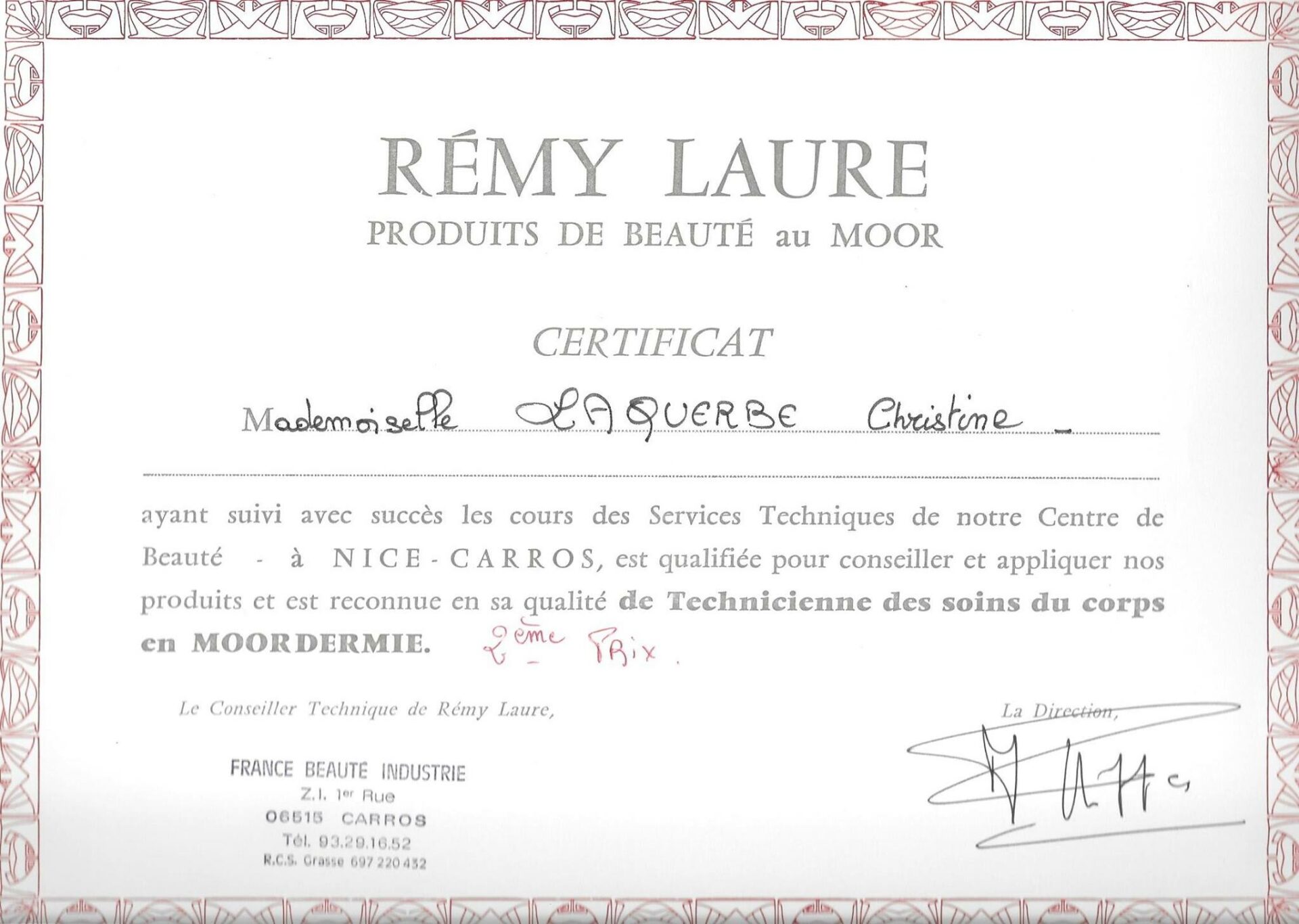 Diplôme Rémy Laure